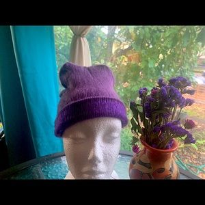 Brand New Beanie Hat Alpaca Reversible Two Tones Purple Soft Supple Two Layer.